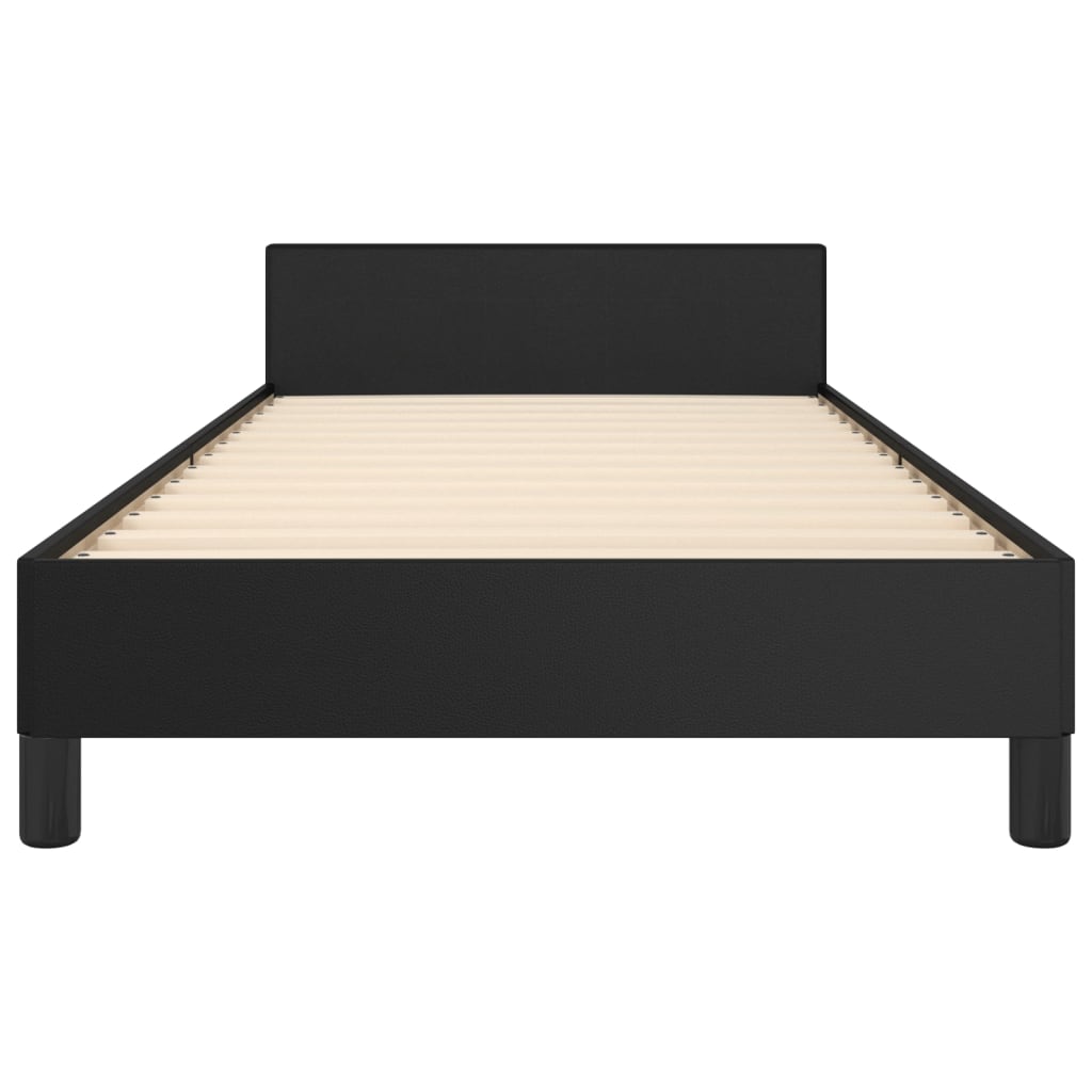 Bedframe Met Hoofdbord Kunstleer Zwart 100 x 200 cm Effen met spijkers