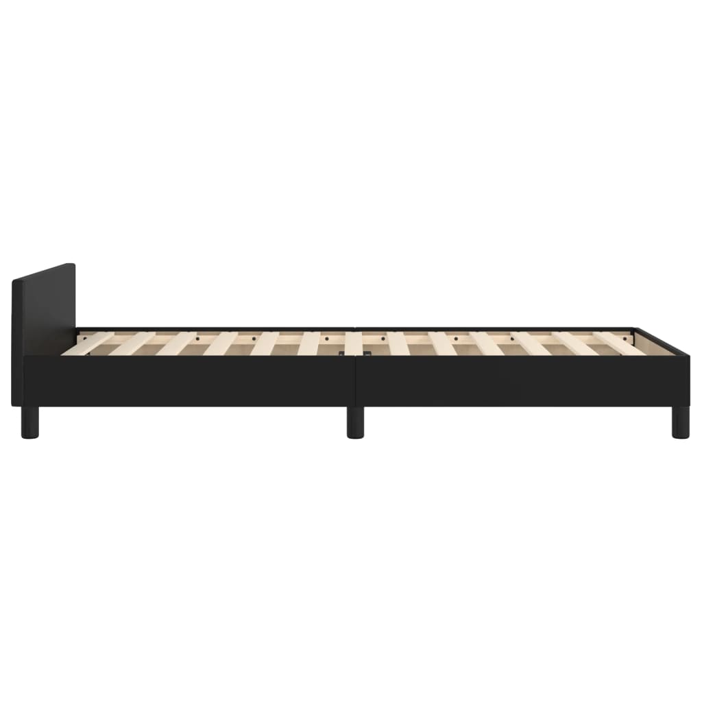 Bedframe Met Hoofdbord Kunstleer Zwart 100 x 200 cm Effen met spijkers