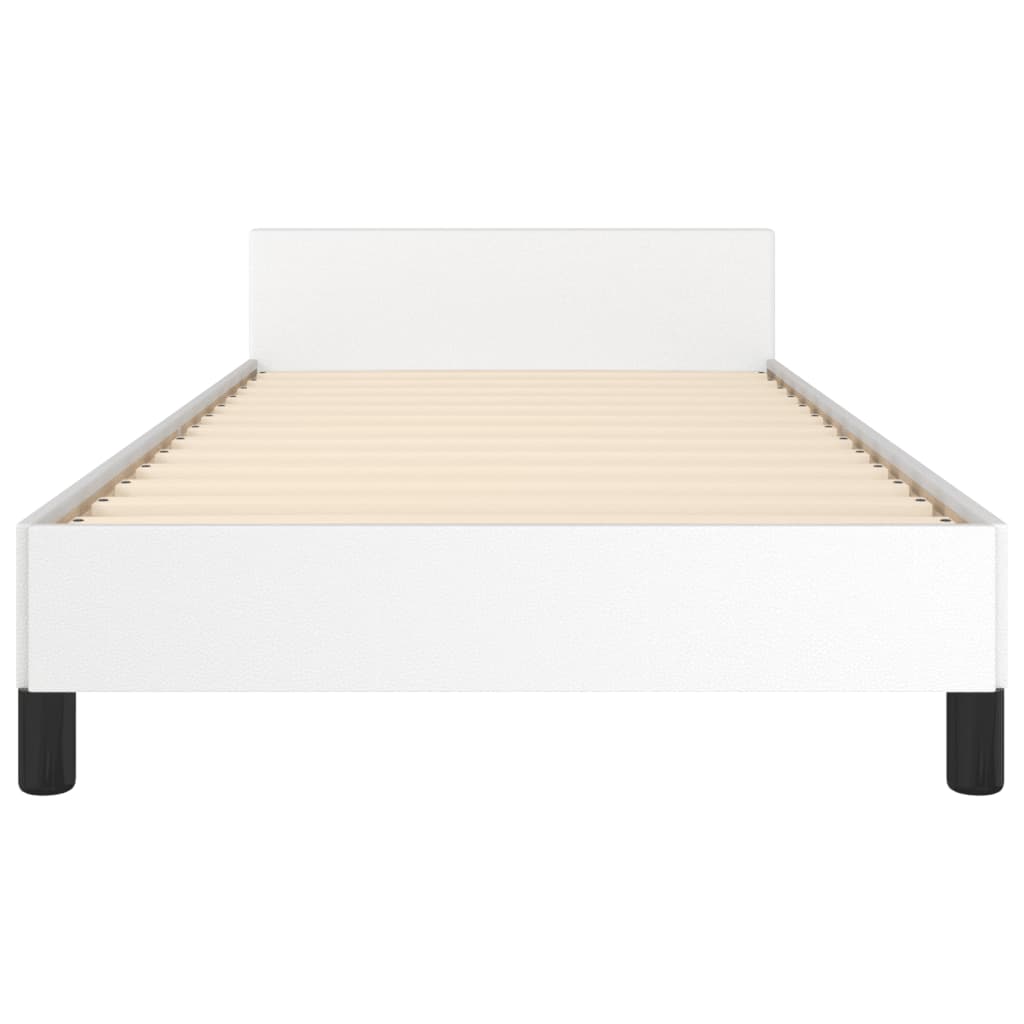 Bedframe Met Hoofdbord Kunstleer Wit 100 x 200 cm Effen met spijkers