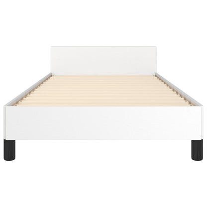 Bedframe Met Hoofdbord Kunstleer Wit 100 x 200 cm Effen met spijkers