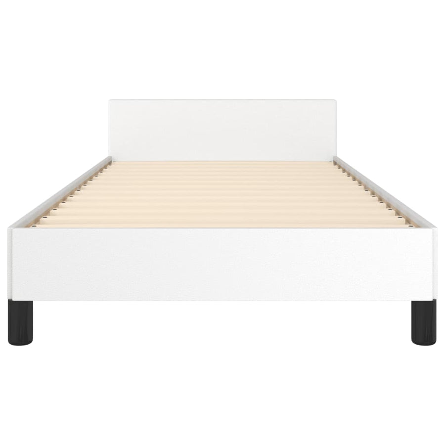 Bedframe Met Hoofdbord Kunstleer Wit 100 x 200 cm Effen met spijkers