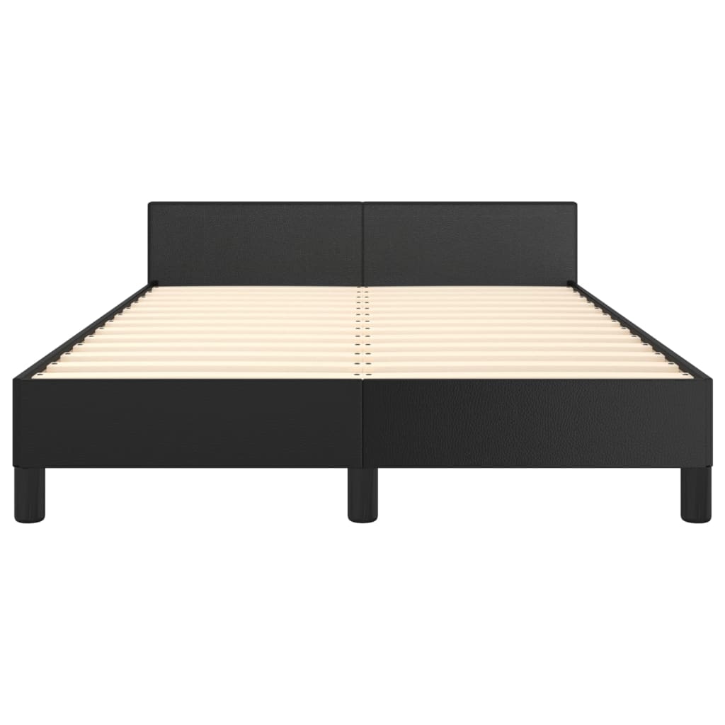Bedframe Met Hoofdbord Kunstleer Zwart 120 x 200 cm Effen met spijkers