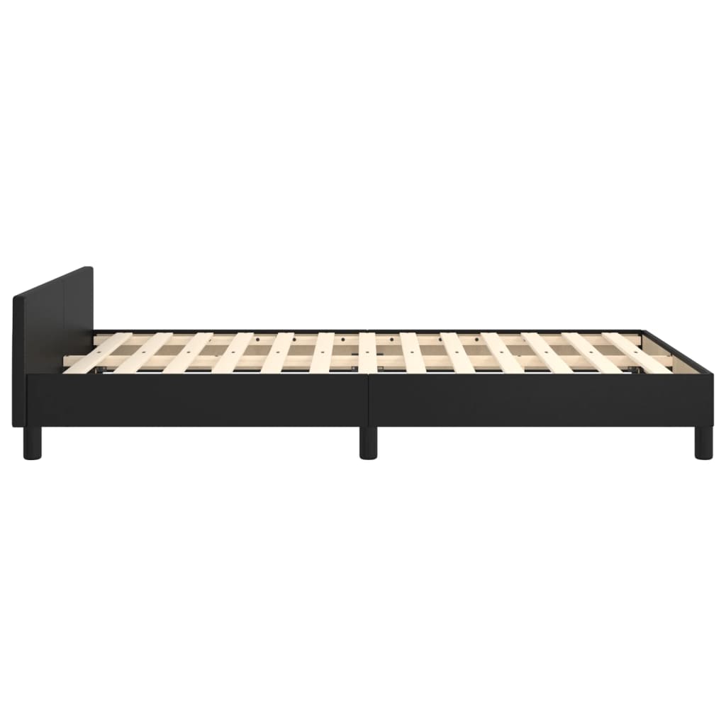 Bedframe Met Hoofdbord Kunstleer Zwart 120 x 200 cm Effen met spijkers