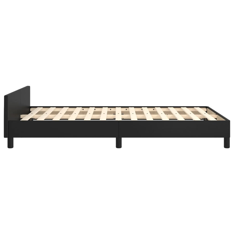 Bedframe Met Hoofdbord Kunstleer Zwart 120 x 200 cm Effen met spijkers
