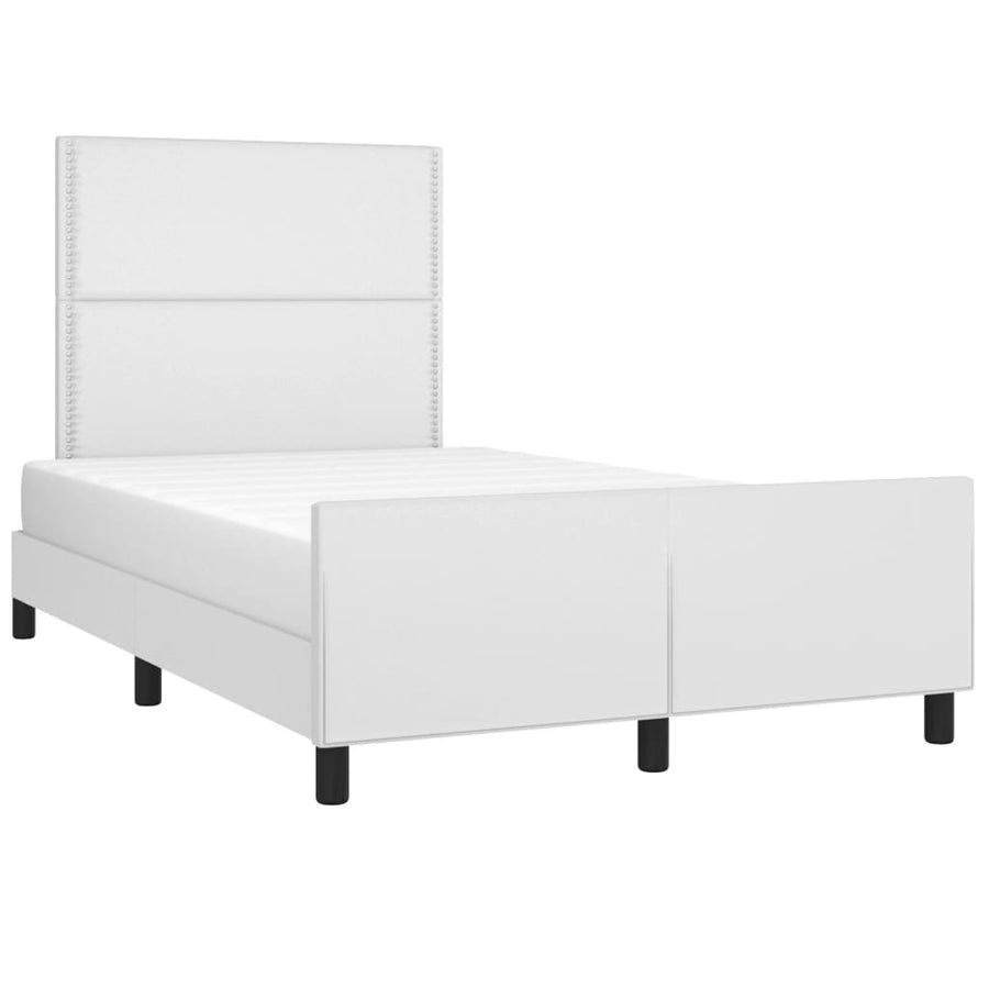 Bedframe Met Hoofdbord Kunstleer Wit 120 x 200 cm Effen met spijkers