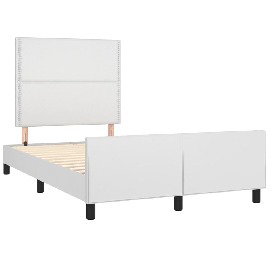 Bedframe Met Hoofdbord Kunstleer Wit 120 x 200 cm Effen met spijkers