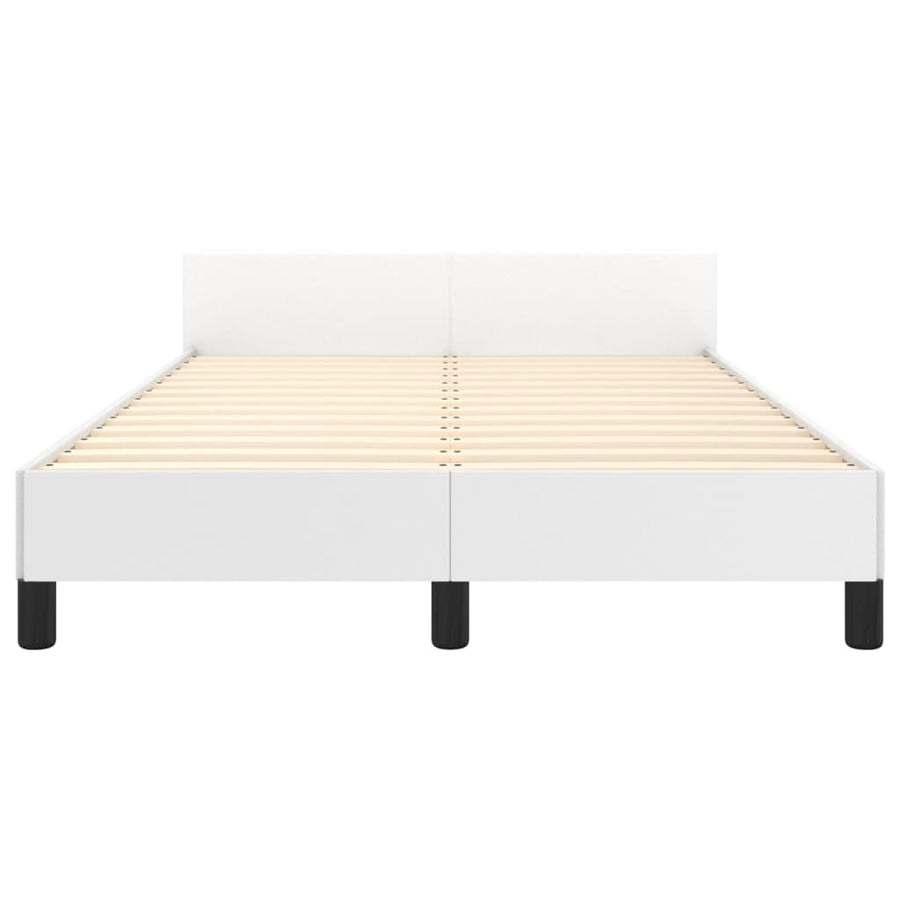 Bedframe Met Hoofdbord Kunstleer Wit 120 x 200 cm Effen met spijkers
