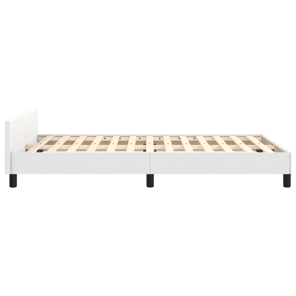 Bedframe Met Hoofdbord Kunstleer Wit 120 x 200 cm Effen met spijkers