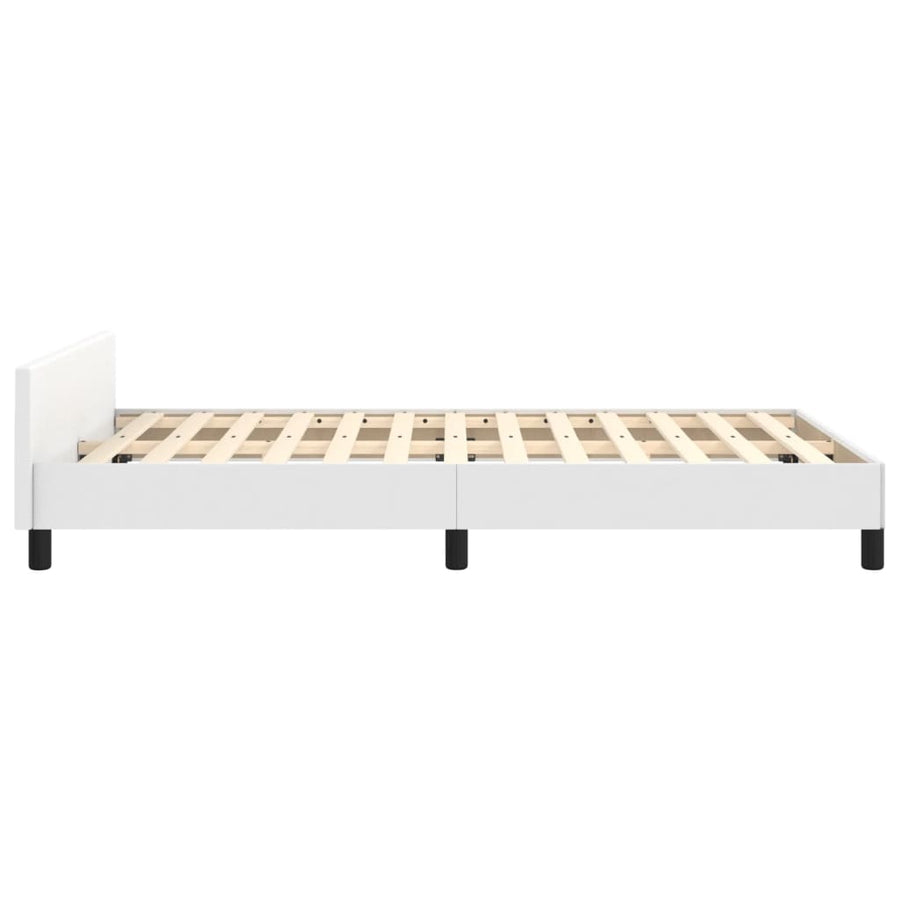Bedframe Met Hoofdbord Kunstleer Wit 120 x 200 cm Effen met spijkers