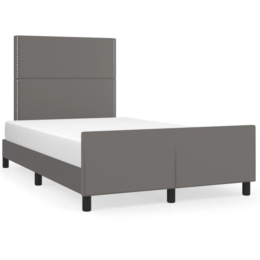 Bedframe Met Hoofdbord Kunstleer Grijs 120 x 200 cm Effen met spijkers