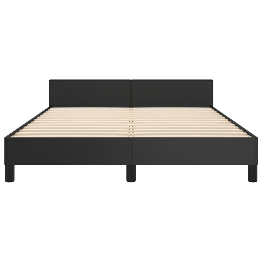 Bedframe Met Hoofdeind Kunstleer Zwart 140 x 190 cm Effen met spijkers