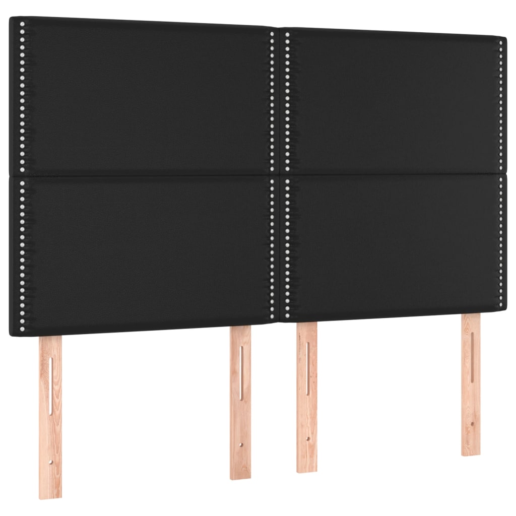 Bedframe Met Hoofdeind Kunstleer Zwart 140 x 190 cm Effen met spijkers