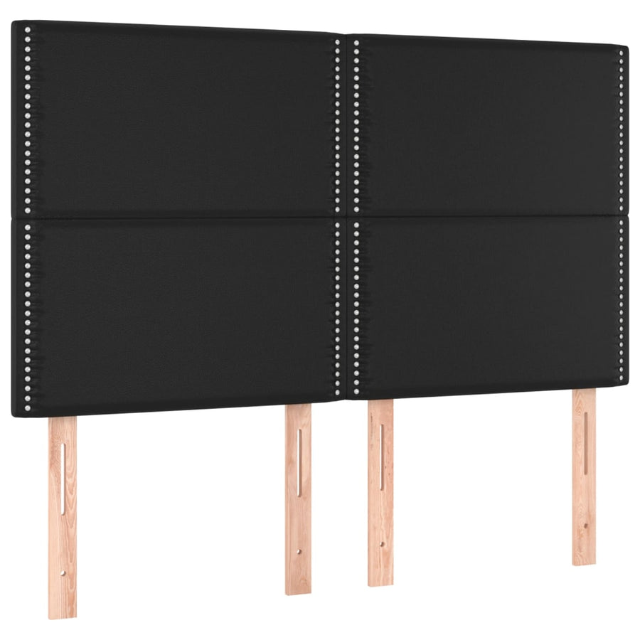 Bedframe Met Hoofdeind Kunstleer Zwart 140 x 190 cm Effen met spijkers