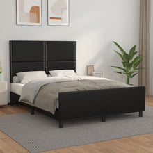 Bedframe Met Hoofdeind Kunstleer Zwart 140 x 190 cm Effen met spijkers
