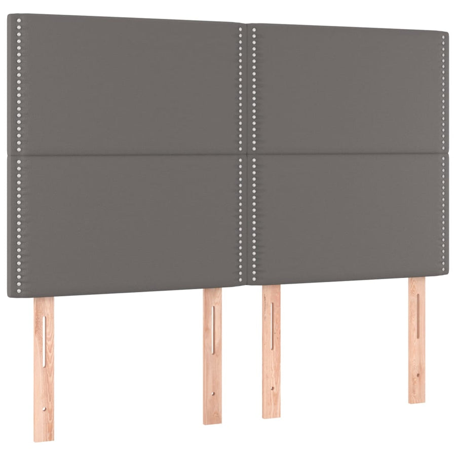 Bedframe Met Hoofdbord Kunstleer Grijs 140 x 190 cm Effen met spijkers