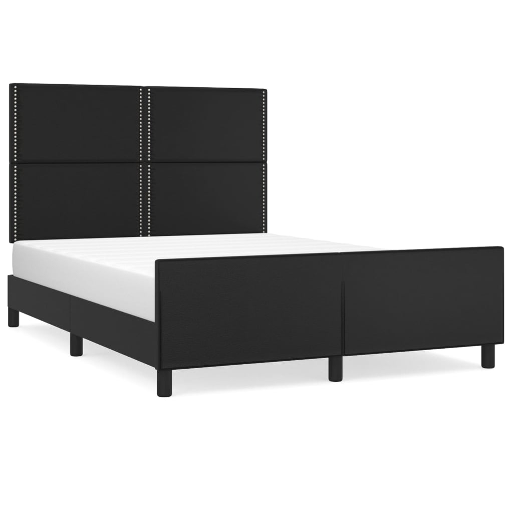 Bedframe met hoofdbord kunstleer zwart 140x200 cm 140 x 200 cm Zwart