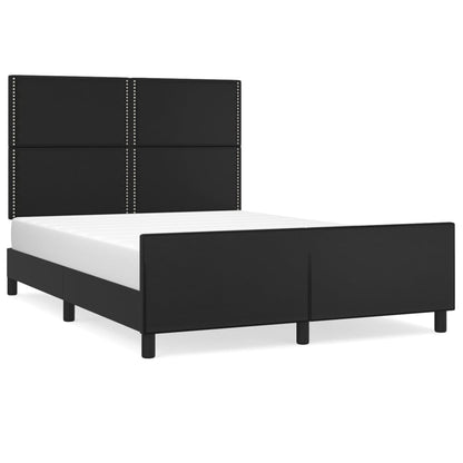 Bedframe met hoofdbord kunstleer zwart 140x200 cm 140 x 200 cm Zwart