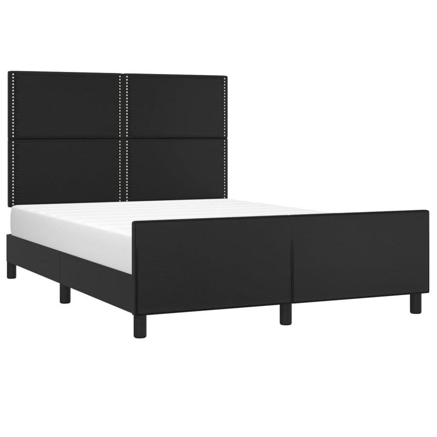 Bedframe met hoofdbord kunstleer zwart 140x200 cm 140 x 200 cm Zwart