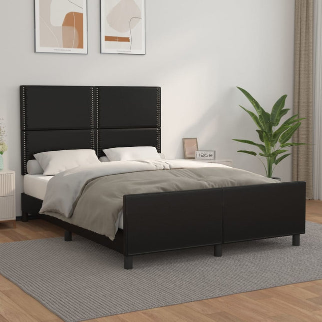 Bedframe met hoofdbord kunstleer zwart 140x200 cm 140 x 200 cm Zwart