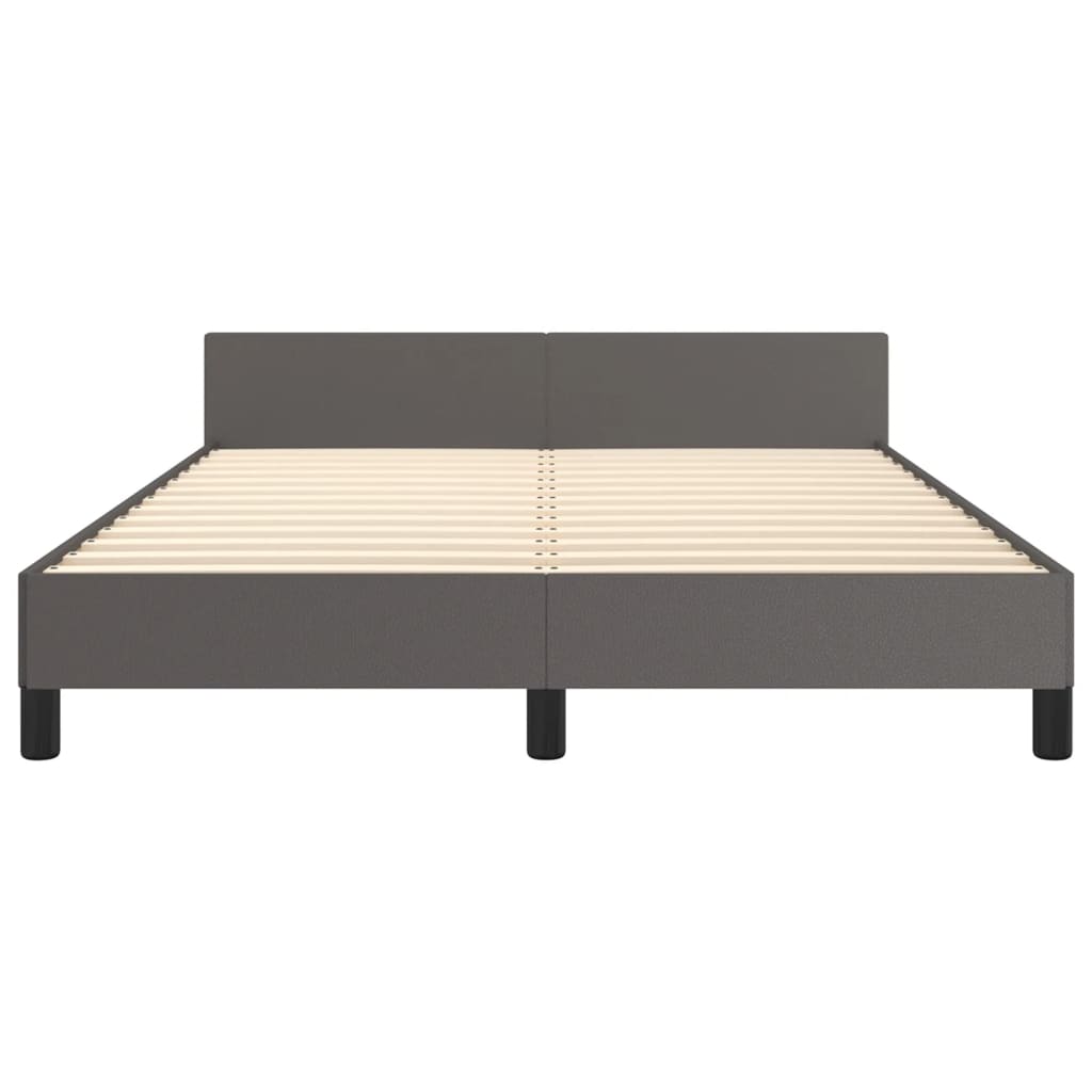 Bedframe Met Hoofdbord Kunstleer Grijs 140 x 200 cm Effen met spijkers