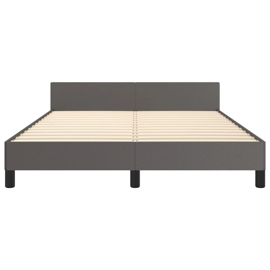 Bedframe Met Hoofdbord Kunstleer Grijs 140 x 200 cm Effen met spijkers