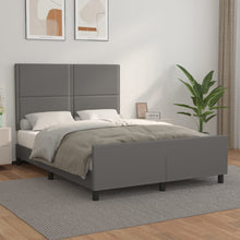 Bedframe Met Hoofdbord Kunstleer Grijs 140 x 200 cm Effen met spijkers