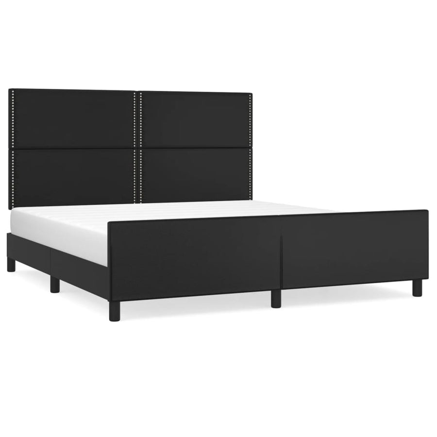 Bedframe Met Hoofdbord Kunstleer Zwart 180 x 200 cm Effen met spijkers