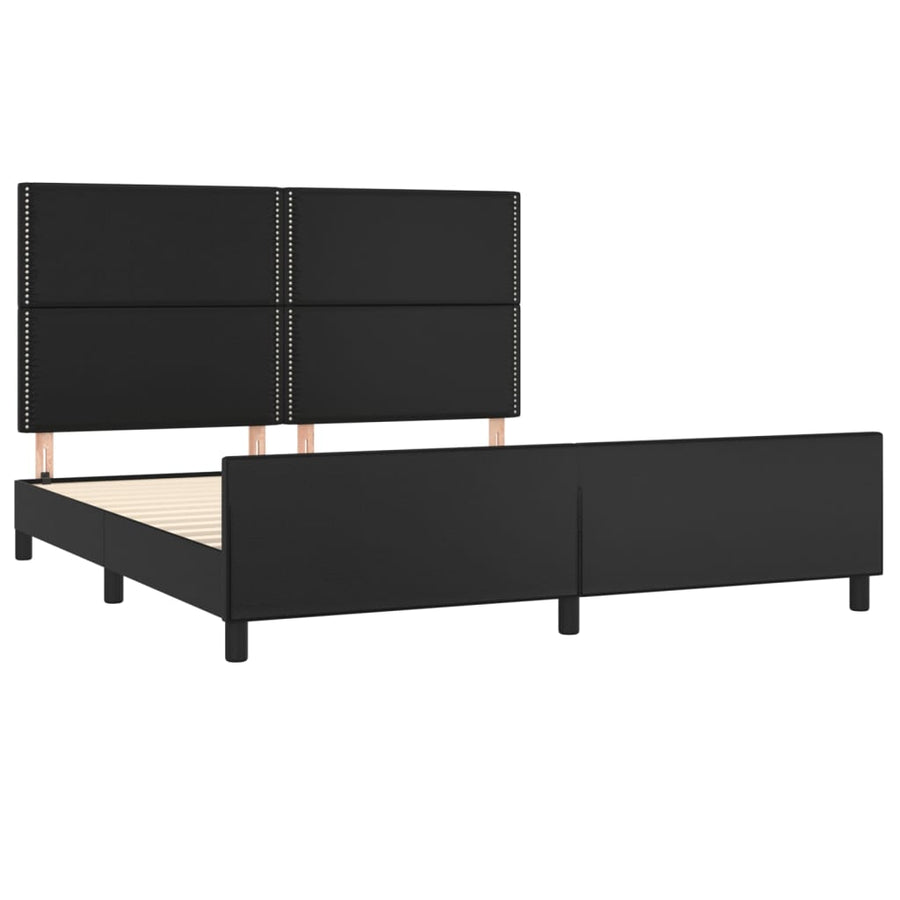 Bedframe Met Hoofdbord Kunstleer Zwart 180 x 200 cm Effen met spijkers