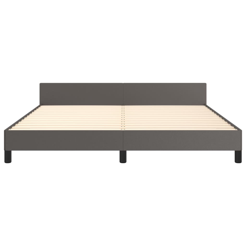 Bedframe Met Hoofdbord Kunstleer Grijs 180 x 200 cm Effen met spijkers