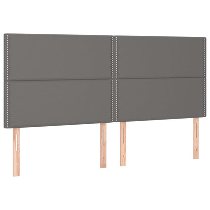 Bedframe Met Hoofdbord Kunstleer Grijs 180 x 200 cm Effen met spijkers
