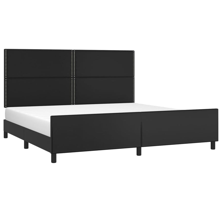 Bedframe Met Hoofdeinde Kunstleer Zwart 200 x 200 cm Effen met spijkers
