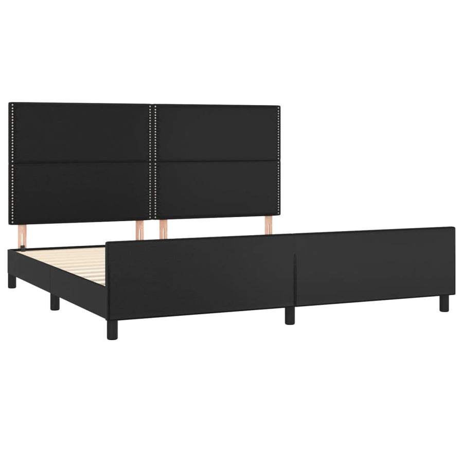Bedframe Met Hoofdeinde Kunstleer Zwart 200 x 200 cm Effen met spijkers