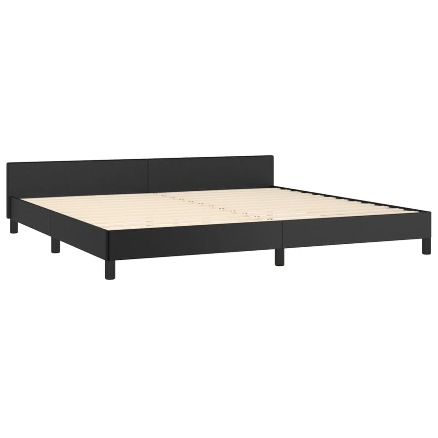 Bedframe Met Hoofdeinde Kunstleer Zwart 200 x 200 cm Effen met spijkers