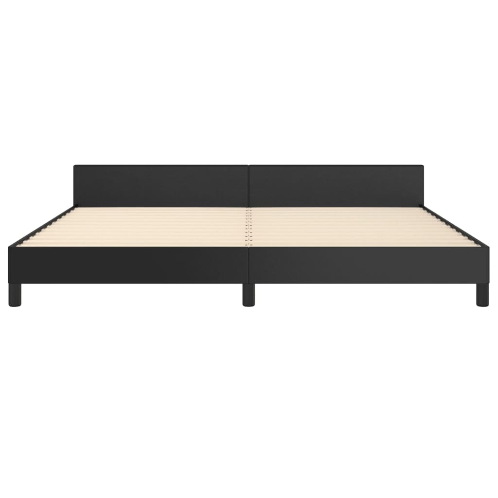 Bedframe Met Hoofdeinde Kunstleer Zwart 200 x 200 cm Effen met spijkers