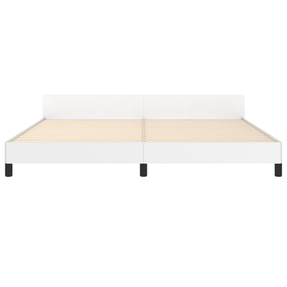 Bedframe Met Hoofdbord Kunstleer Wit 200 x 200 cm Effen met spijkers