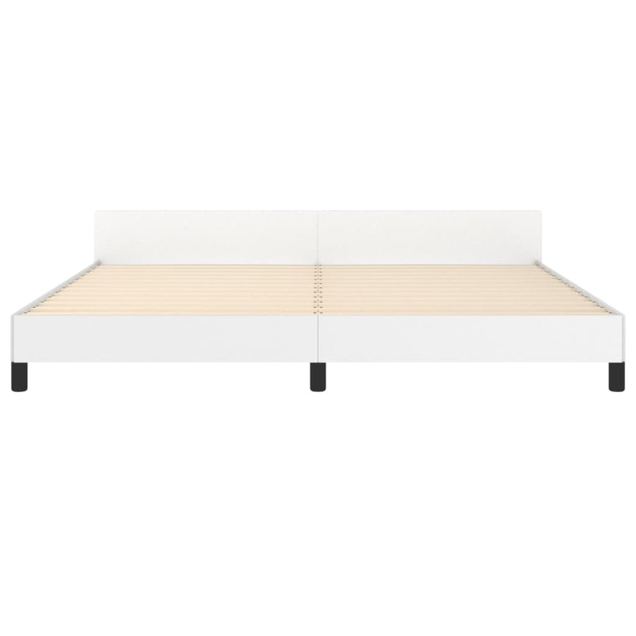 Bedframe Met Hoofdbord Kunstleer Wit 200 x 200 cm Effen met spijkers