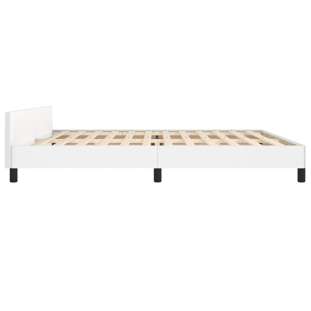 Bedframe Met Hoofdbord Kunstleer Wit 200 x 200 cm Effen met spijkers
