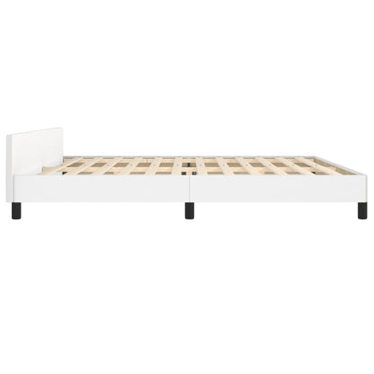 Bedframe Met Hoofdbord Kunstleer Wit 200 x 200 cm Effen met spijkers