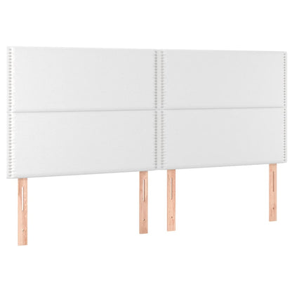 Bedframe Met Hoofdbord Kunstleer Wit 200 x 200 cm Effen met spijkers