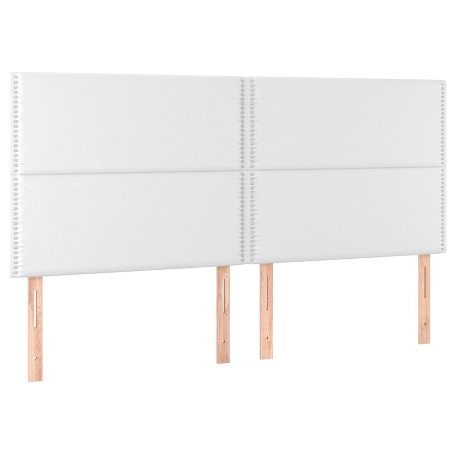 Bedframe Met Hoofdbord Kunstleer Wit 200 x 200 cm Effen met spijkers