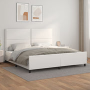 Bedframe 200x200 cm kunstleer wit met hoofdbord