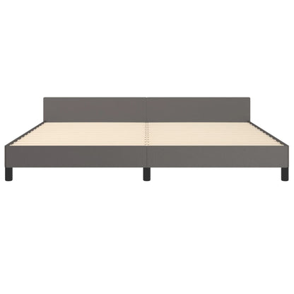 Bedframe Met Hoofdbord Kunstleer Grijs 200 x 200 cm Effen met spijkers