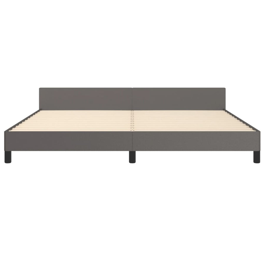 Bedframe Met Hoofdbord Kunstleer Grijs 200 x 200 cm Effen met spijkers