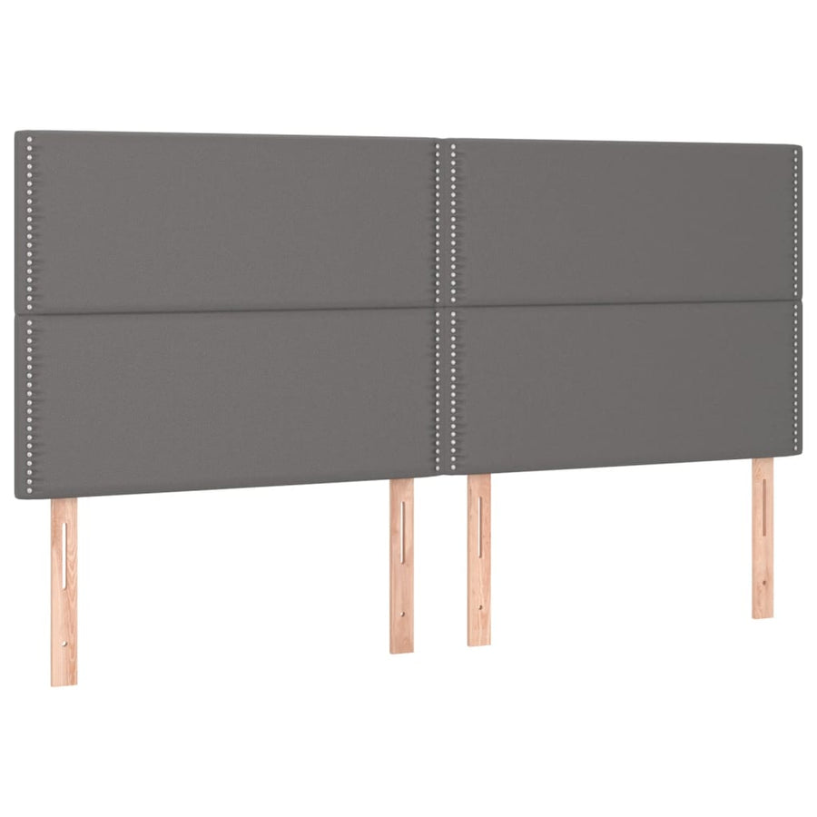 Bedframe Met Hoofdbord Kunstleer Grijs 200 x 200 cm Effen met spijkers