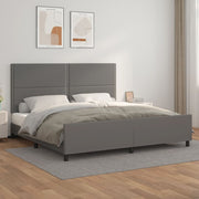 Bedframe 200x200 cm kunstleer grijs met hoofdbord