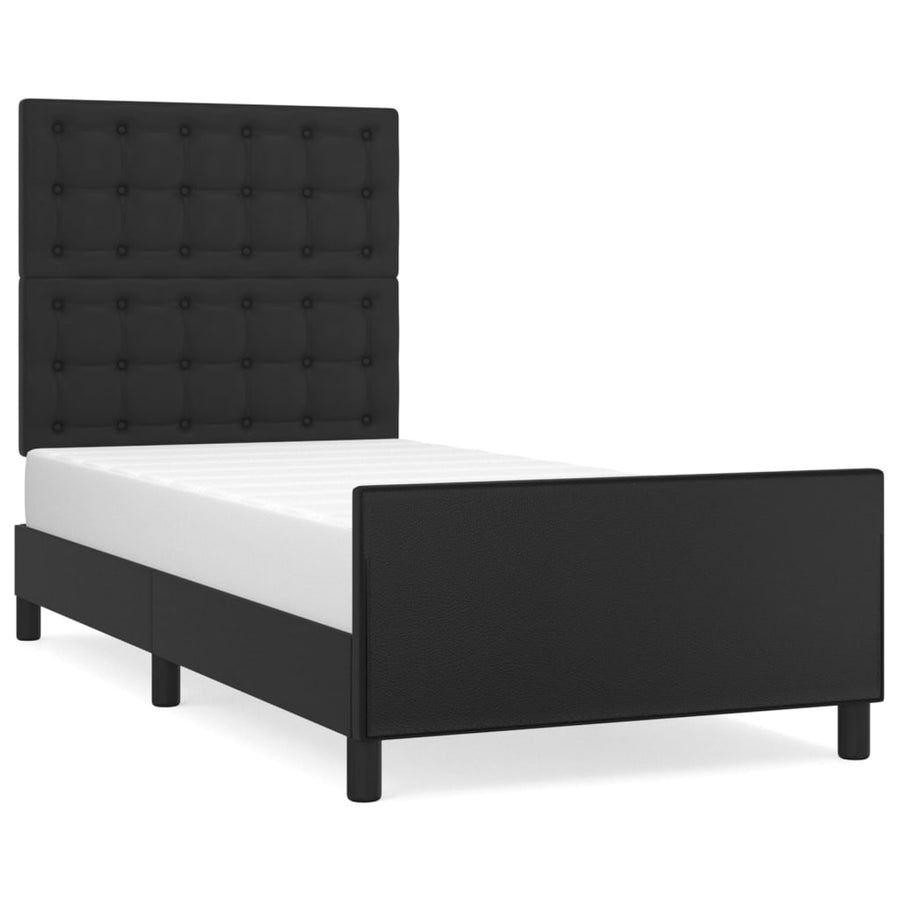 Bedframe Met Hoofdbord Kunstleer Zwart 80 x 200 cm Knopen