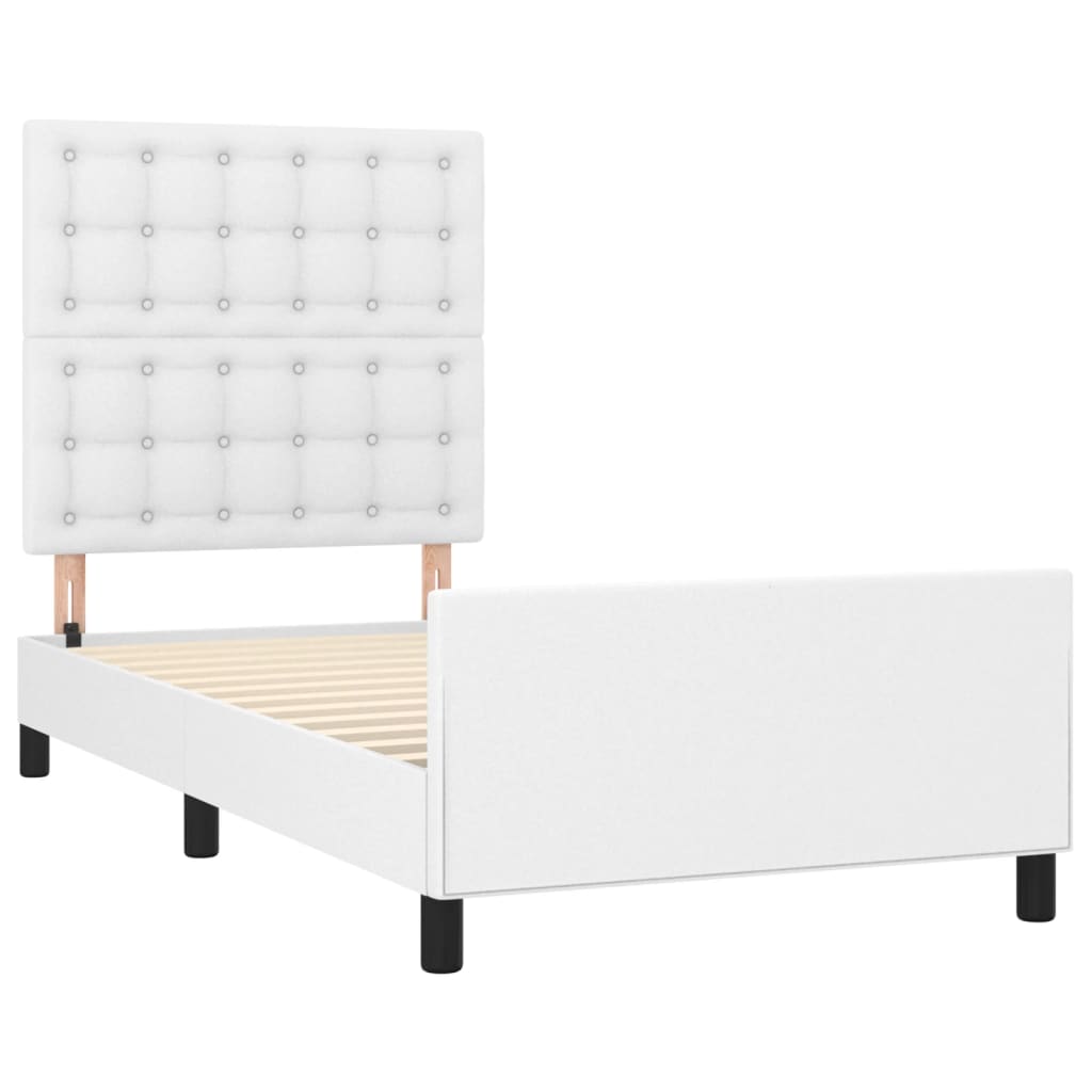 Bedframe Met Hoofdbord Kunstleer Wit 80 x 200 cm Knopen