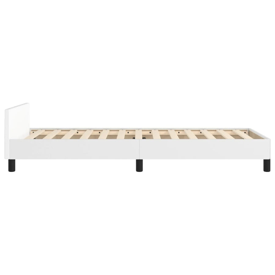 Bedframe Met Hoofdbord Kunstleer Wit 80 x 200 cm Knopen