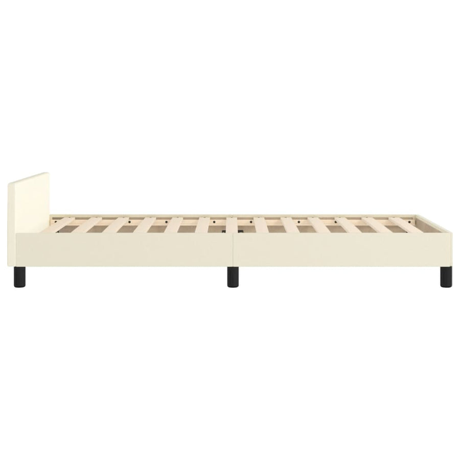 Bedframe Met Hoofdbord Kunstleer Kleurig Crème 80 x 200 cm Knopen