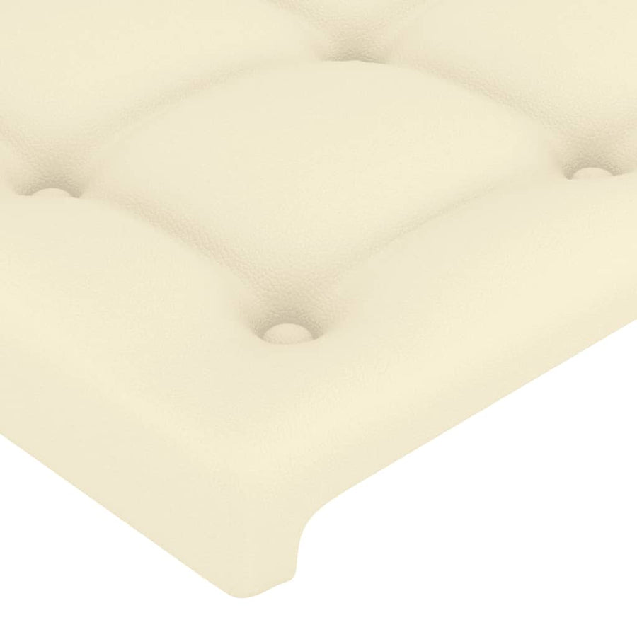 Bedframe Met Hoofdbord Kunstleer Kleurig Crème 80 x 200 cm Knopen